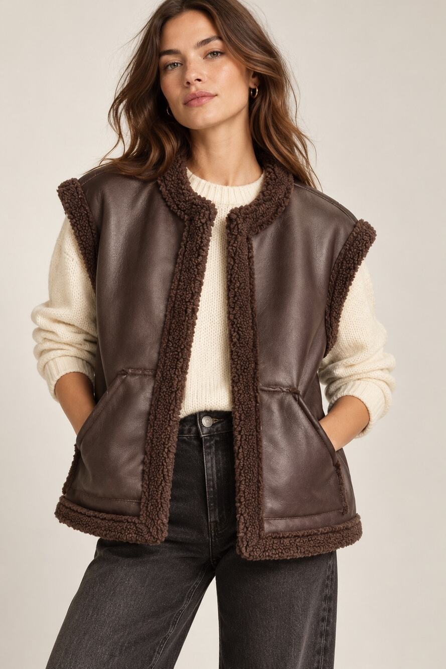 Future Collective x Reese Blutstein Faux Shearling Lined Vegan Leather Vest